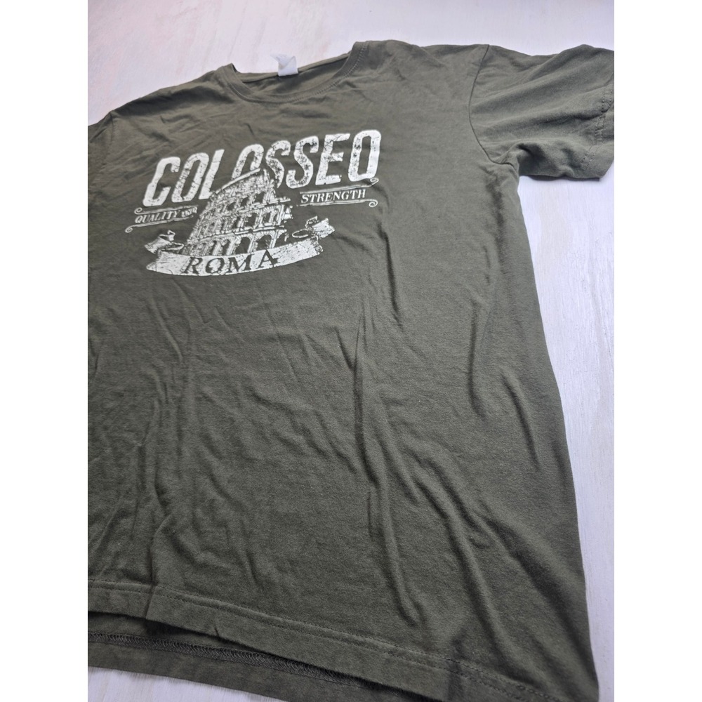 BS Colosseo Roma Graphic T-Shirt Olive Green Cotton XXL Academia Minimalist
